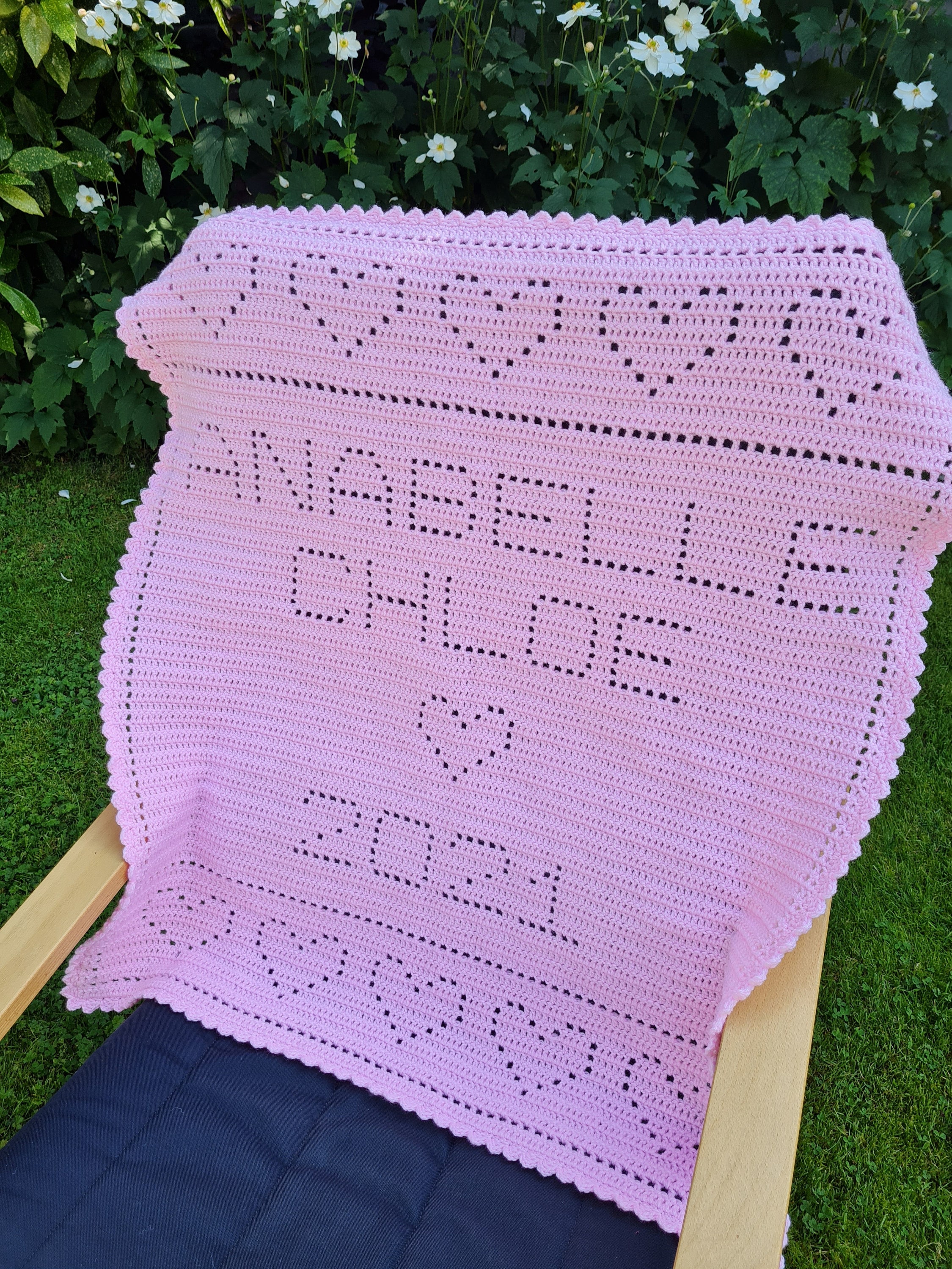 Crochet Blanket Pattern Two Names Year in Hearts Filet Blanket Etsy