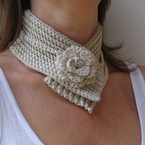 Crochet Scarf Pattern Flower Scarf Neckwrap INSTANT DOWNLOAD PDF, Cosy, choker, uk or us crochet terms, No11