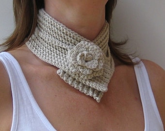 Crochet Scarf Pattern Flower Scarf Neckwrap INSTANT DOWNLOAD PDF, Cosy, choker, uk or us crochet terms, No11