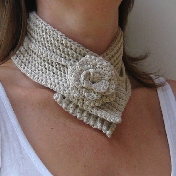 Crochet Scarf Pattern Flower Scarf Neckwrap INSTANT DOWNLOAD PDF, Cosy, choker, uk or us crochet terms, No11