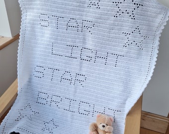 Crochet Baby Blanket Pattern Star Light Star Bright Filet Crochet Blanket, crochet pattern, US crochet terms, UK crochet terms No93