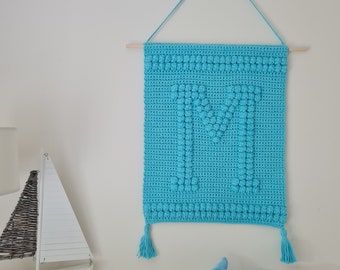 Crochet Pattern Letter M Wall hanging, PDF, UK & US terms No113, crochet alphabet, crochet wall art, quick crochet make, Letter crochet