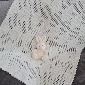 Crochet Blanket Pattern Diamond Checkers Filet Blanket PDF, uk and us versions No75 newborn beginners easy pattern