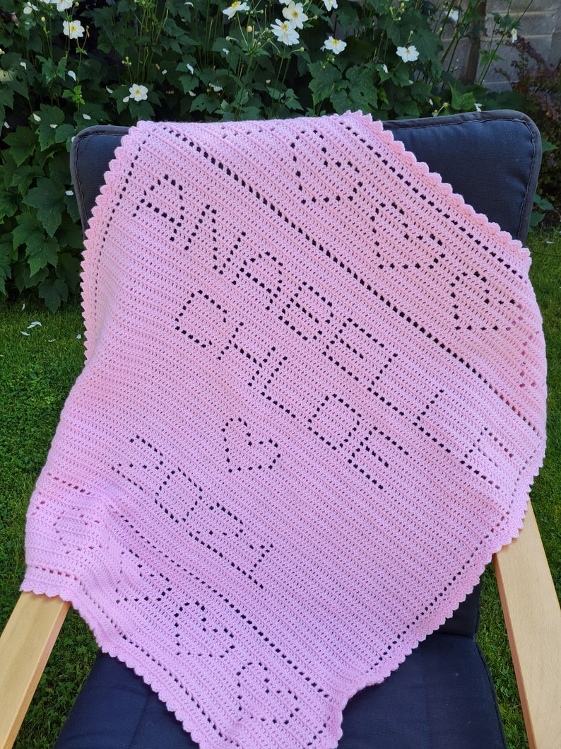 Crochet Blanket Pattern Two Names Year in Hearts Filet Blanket Etsy