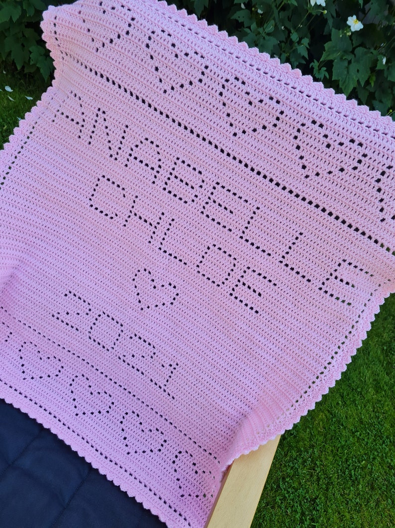 Crochet Blanket Pattern Two Names Year in Hearts Filet Blanket Etsy