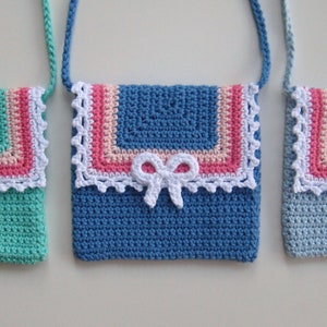 Crochet bag pattern Lace and Bow bag PDF patt no22 uk and us terms girls purse