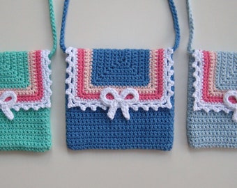 Crochet bag pattern Lace and Bow bag PDF patt no22 uk and us terms girls purse