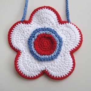 Crochet Bag Pattern Flower shaped purse bag INSTANT DOWNLOAD PDF, girl, long strap, cute, uk and us crochet terms, No19 image 2