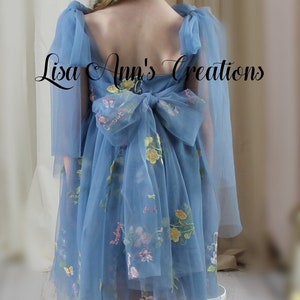 Flower Girl Dress, Fairy Dress Baby, Dusty Blue Junior Bridesmaid Dress, Embroidered Dress, Girls Floral Dress, Birthday Girl Easter Dress