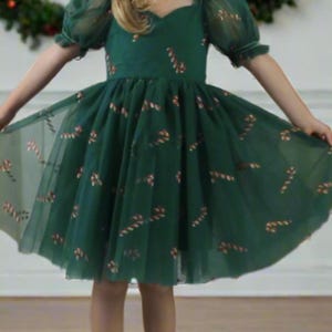 Girls Christmas Dress Candy Cane Dress Girls Holiday Dress Baby Christmas Dress Green Christmas Dress Baby Girl Christmas Dress