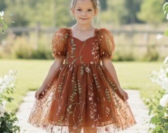 Terracotta Lace Dress: Copper Fall Outfit for Toddler Girls - Etsy