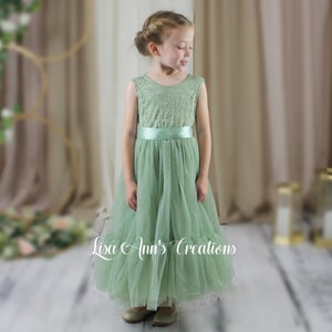 Flower Girl Dress Sage Green Flower Girl Dresses Boho Flower Girl Tulle flower Girl Toddler Flower Girl Mermaid Style Sleeveless Dress