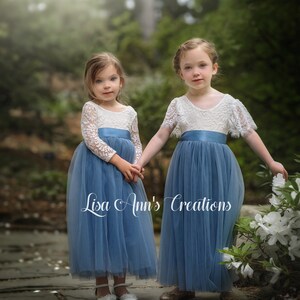 Girl Dress White tulle lace Junior Bridesmaid