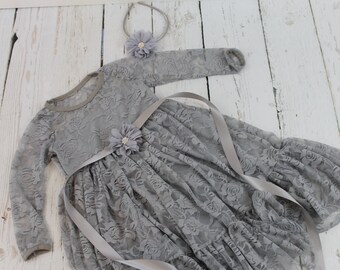girls grey lace dress