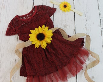 sunflower yellow flower girl dress