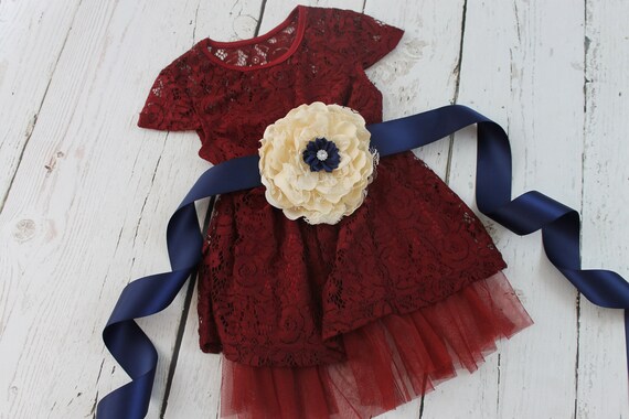 etsy burgundy flower girl dress