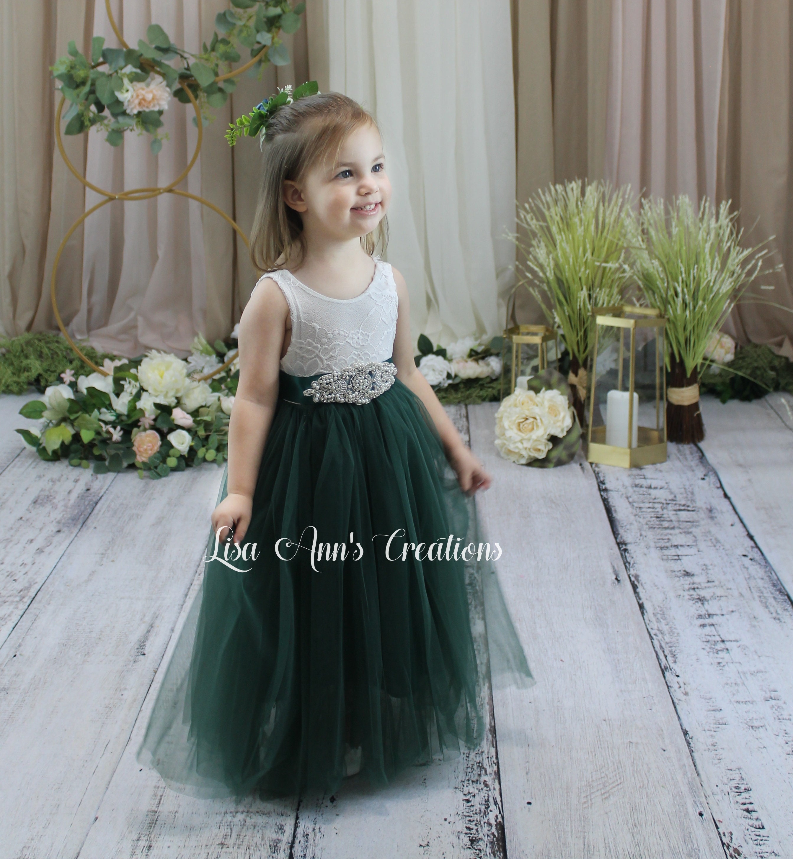 Flower Girl Dress Green Flower Girl Hunter Green Junior Bridesmaid
