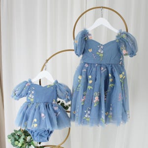 Floral White Baby Girl 1st Birthday Dress Wildflower Birthday Family Pictures Flower Girl Dress Embroidery Special Occasion Short Sleeve image 5