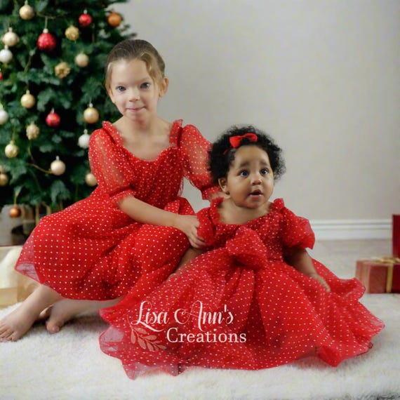 Red Christmas Dress, Baby Christmas Dress, Girls Red Christmas Dress,  Matching Sister Christmas Dresses, Short Sleeve Baby Girl Xmas Dress - Etsy