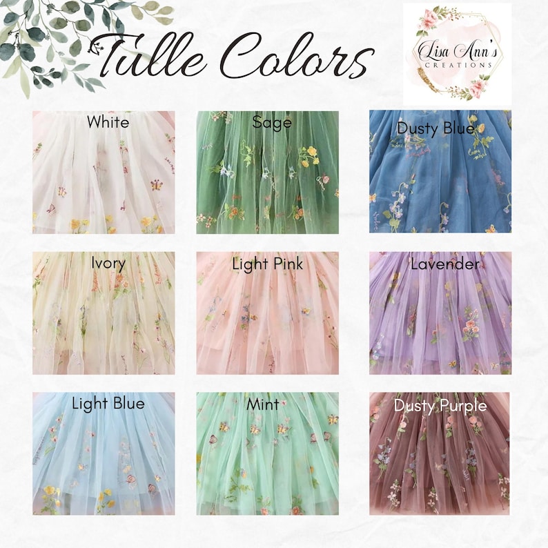 tulle colors for flower girl dress.