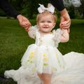 Floral White Baby Girl 1st Birthday Dress Wildflower Birthday Family Pictures Flower Girl Dress Embroidery Special Occasion Short Sleeve