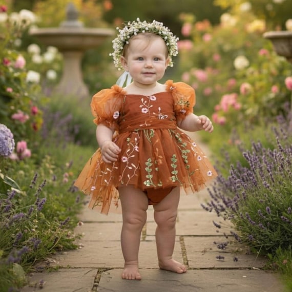 burnt orange birthday dress Baby Flower Girl Floral Flower Girl Dresses Fall Flower Girl Dress Embroidery 1st Short Sleeve Dress Joie Du-0611 Splendid A-line Off-the-Shoulder Short Size:Custom Size(Add Your Size On ”Order special instructions“ ） Dusty Rose