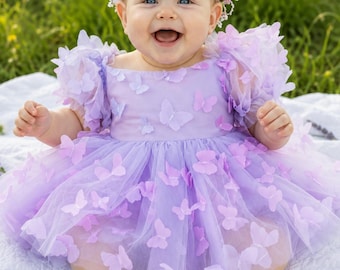 First Birthday Dress, Lavender Ombre Butterfly Dress, One Year Fluttered By Outfit, Butterfly First Birthday, Baby Butterfly Dress