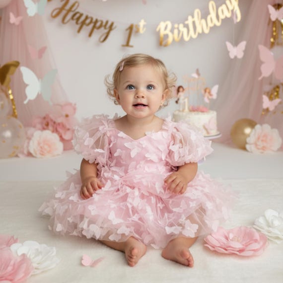 knee length dresses for ladies Pink Butterfly Dress – What A Princess LLC