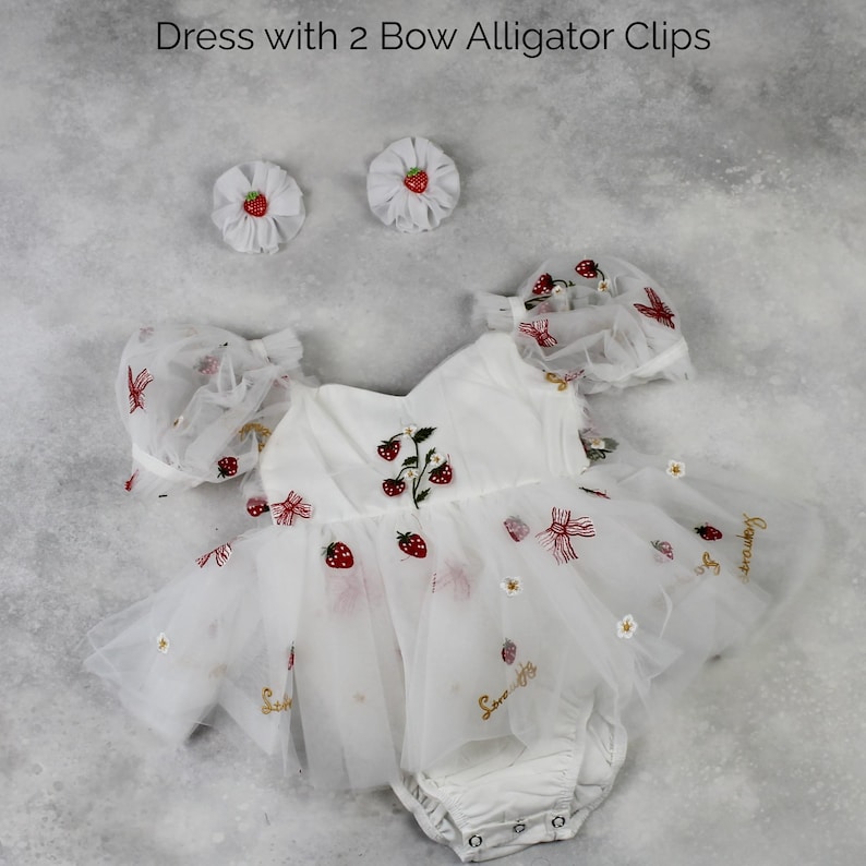 Berry First Birthday Dress Berry 1st Birthday Outfit Baby Girl Strawberry Dress Short Sleeve Girls Dress Dress & 2 Clips