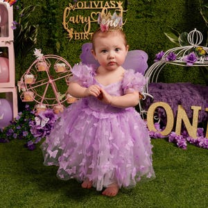 One Year Fluttered by First Birthday Dress Lavender Butterfly Dress Fairy First Outfit Wildflower Dress