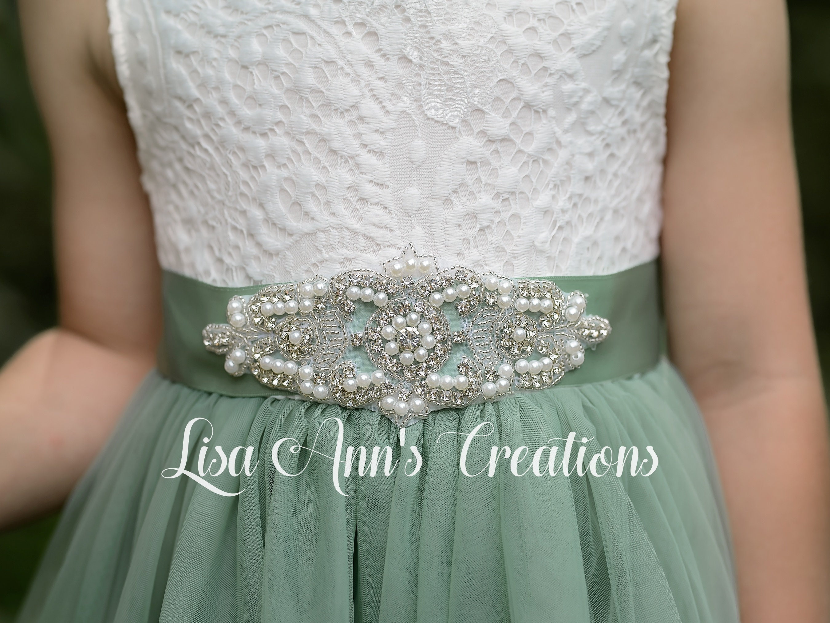 sage green sash for dress Bride Sage Green Satin Sash – Mirth Merry main image 0