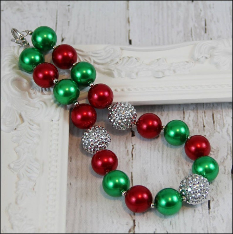 Christmas Necklace Baby Girls Chunky Necklace Girls Bubblegum Etsy