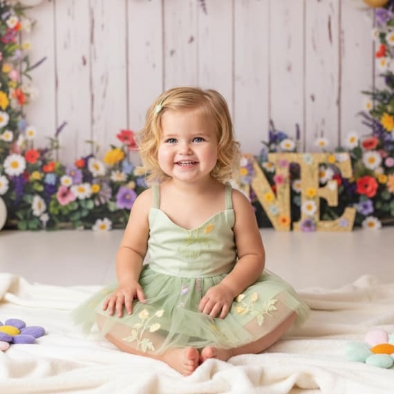 fairy birthday dress baby Baby Girl Birthday Princess Dress Floral Fairy Costume Sleeveless Tulle Party Gown main image 0