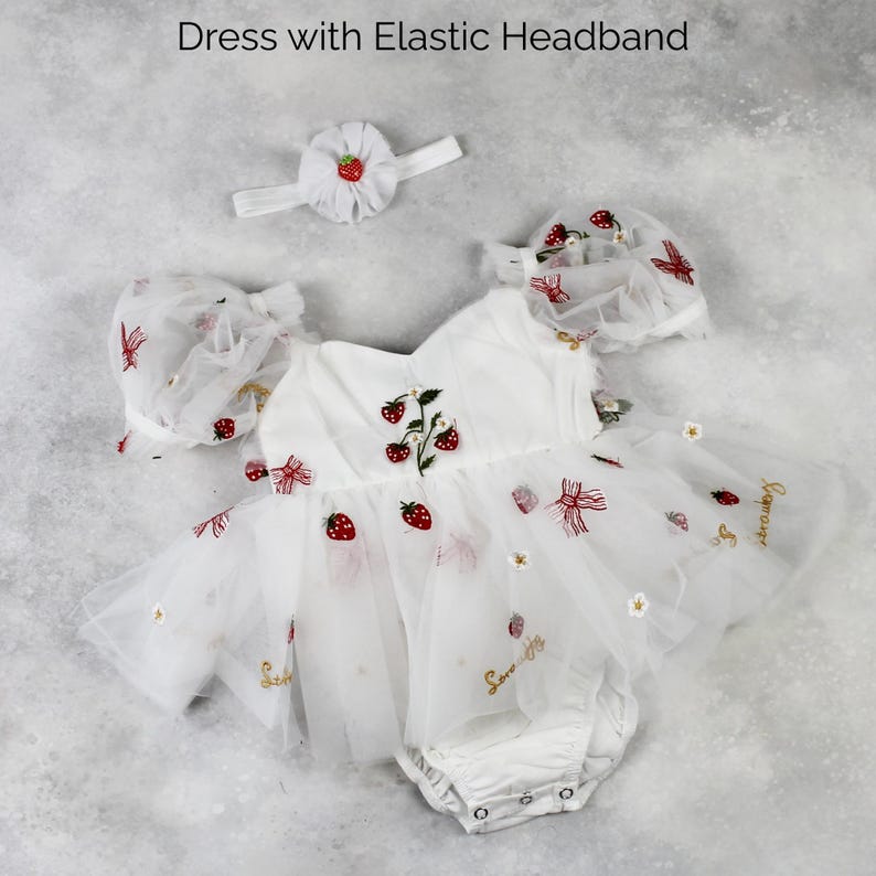 Berry First Birthday Dress Berry 1st Birthday Outfit Baby Girl Strawberry Dress Short Sleeve Girls Dress Dress & Headband