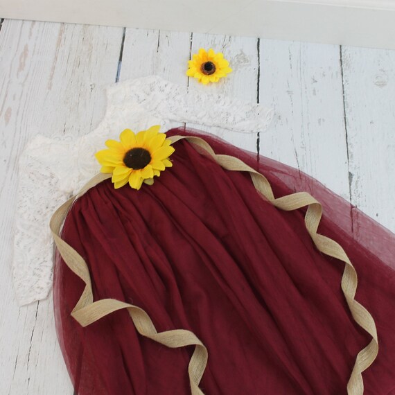 burgundy sunflower dress