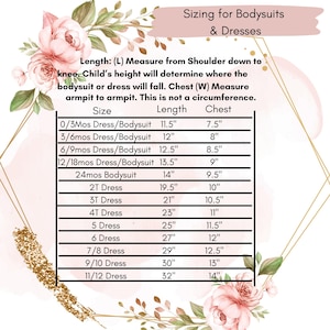 sizing for floral flower girl dresses.