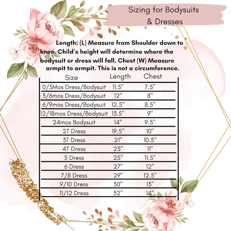 sizing for floral flower girl dresses.