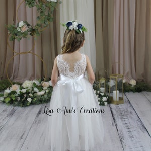 Flower Girl Dress White Flower Girl All White Tulle Flower Girl Boho Flower Girl Junior Bridesmaid Dress Girl Dress Sleeveless