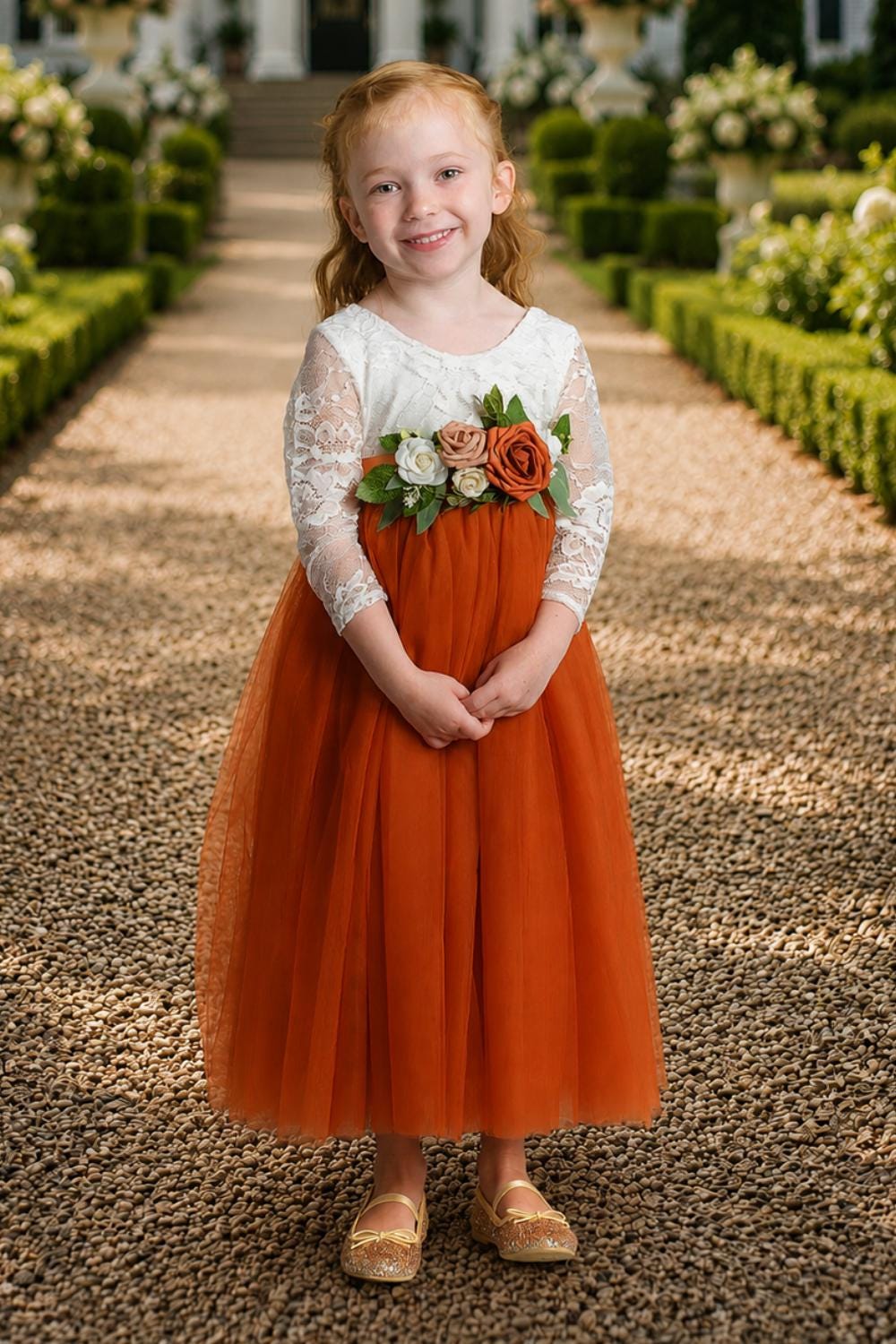 Flower Girl Dress Burnt Orange Flower Girl Dresses Lace Flower Girl Dress Tulle Flower Girl Dress Long Sleeve Flower Girl Dress