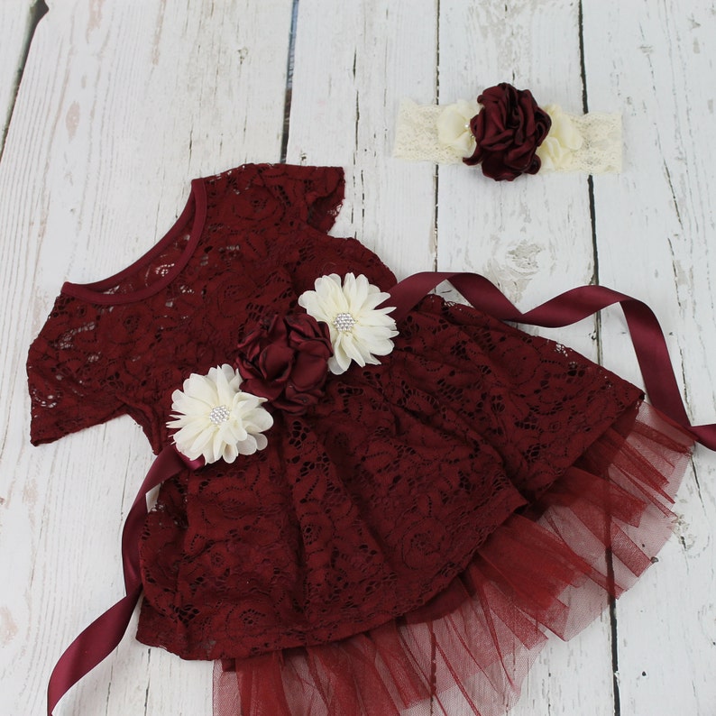 Burgundy Flower Girl Dress Rustic Flower Girl Dress Burgundy | Etsy