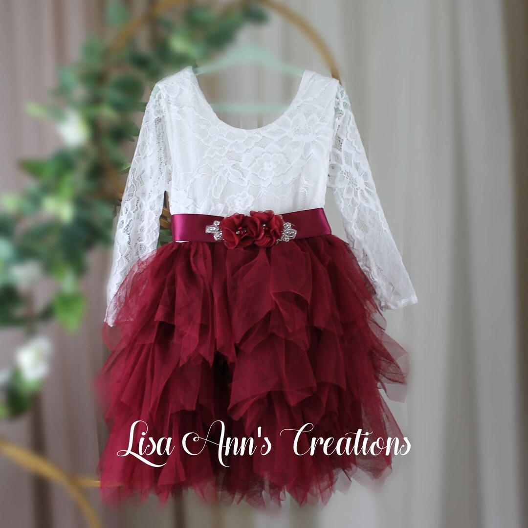 Flower Girl Dress Burgundy Flower Girl Dresses Fall Flower Etsy