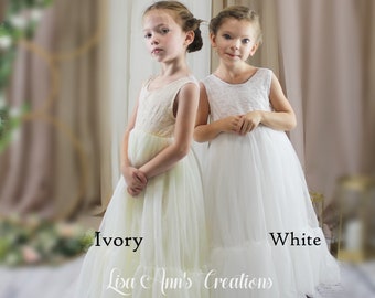 Flower Girl Dress Boho Flower Girl Dresses Ivory Mermaid Rustic Flower Girl Cream Junior Bridesmaid Tulle Flower Girl Sleeveless Dress