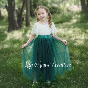Flower Girl Dress Burnt Orange Tulle Flower Girl Junior Bridesmaid Dress Lace Flower Girl Rustic Flower Girl 1st Birthday Short Sleeve Dress image 10