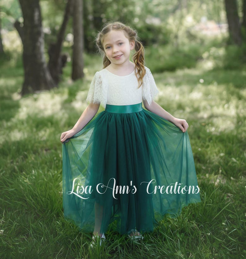 Flower Girl Dress Burnt Orange Tulle Flower Girl Junior Bridesmaid Dress Lace Flower Girl Rustic Flower Girl 1st Birthday Short Sleeve Dress image 10