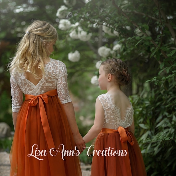 Light orange flower girl dresses on sale