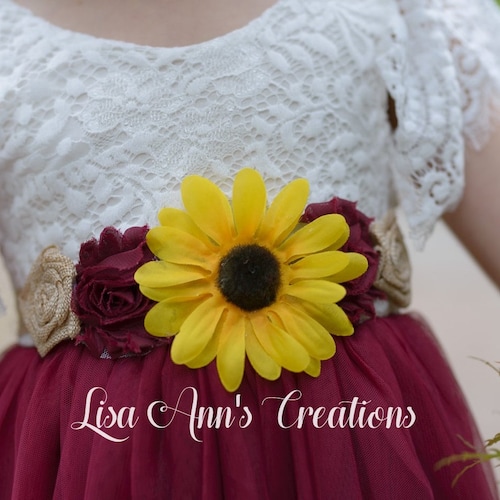 Sunflower Sash & Sunflower Headband Flower Girl Dress Etsy