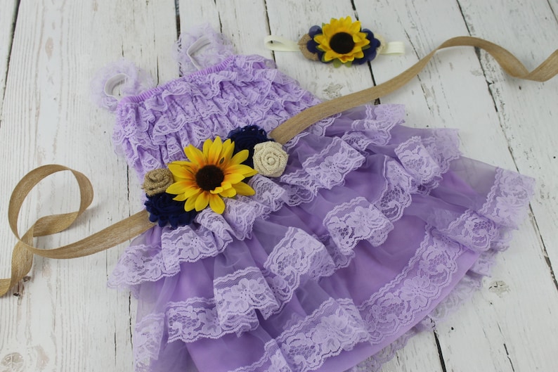 Sunflower Flower Girl Dresses Purple