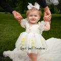 Floral White Baby Girl 1st Birthday Dress Wildflower Birthday Family Pictures Flower Girl Dress Embroidery Special Occasion Short Sleeve