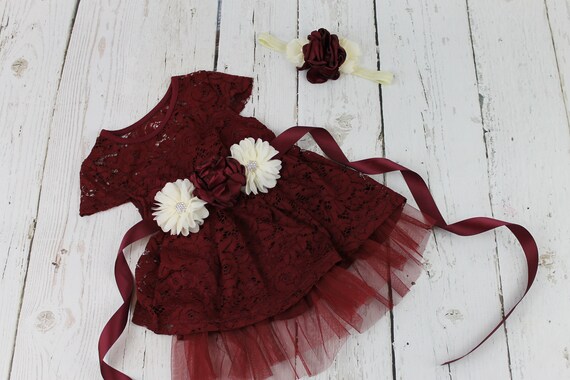 burgundy flower girl dress