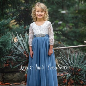 Jr bridesmaid dress in dusty blue